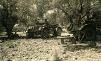 armoured cars in stony wadi
